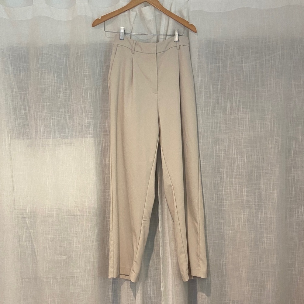 Old Navy Taylor Wide Leg Women's High-Waist Tailored Cream Trousers